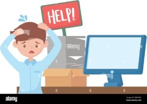 persona preoccupata con documenti e computer