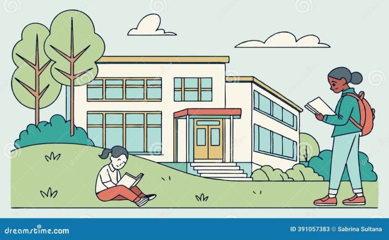 studente con libro davanti a scuola moderna