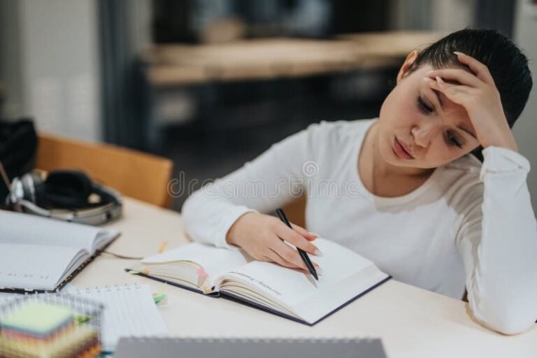 studente concentrato con libri e appunti 1