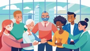 team di persone che collaborano sorridenti